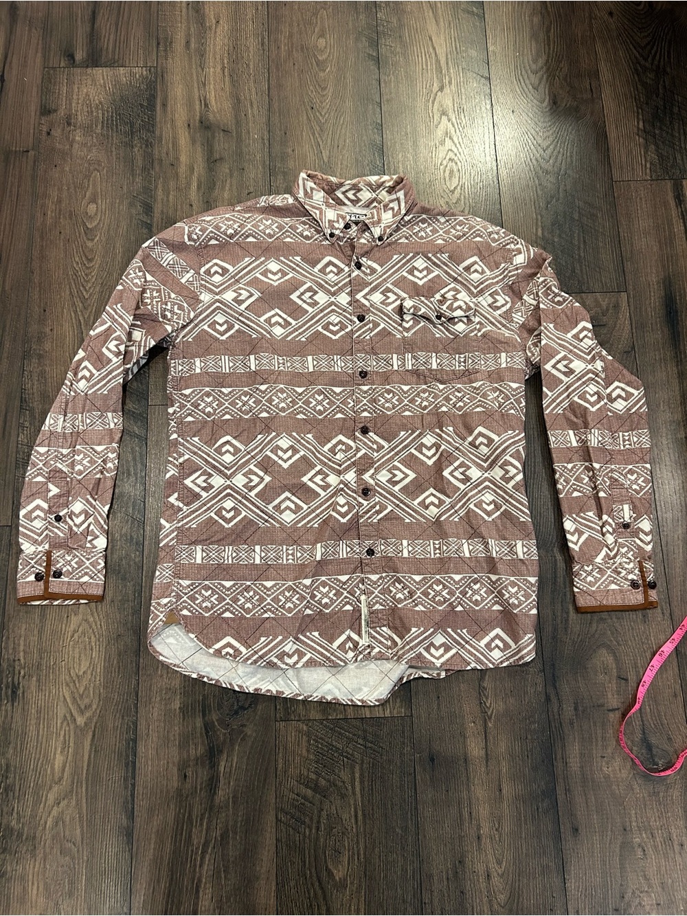 Staple Men's X-large Brown and White Geometric Button-Down Shirt